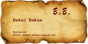 Beksi Baksa névjegykártya